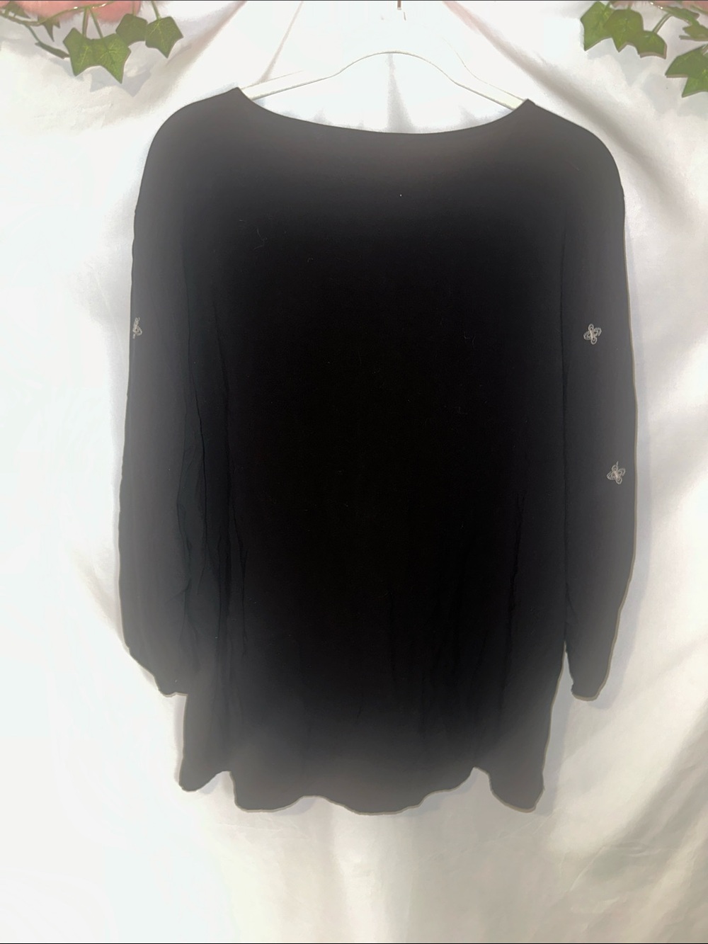 Tantrums Black Tunic with White Embroidered Yoke and Tassel Tie - Picture 8 of 8